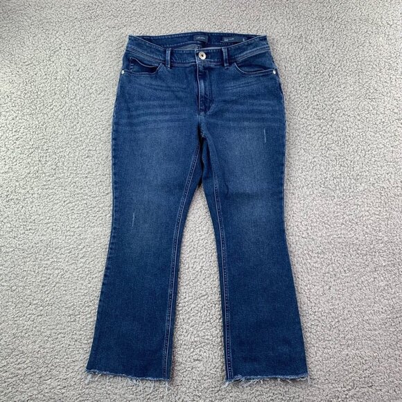 J. JILL Jeans Women's Size 2P Petite Kick-Flare Ankle Raw Hem Mid Rise - Picture 1 of 15